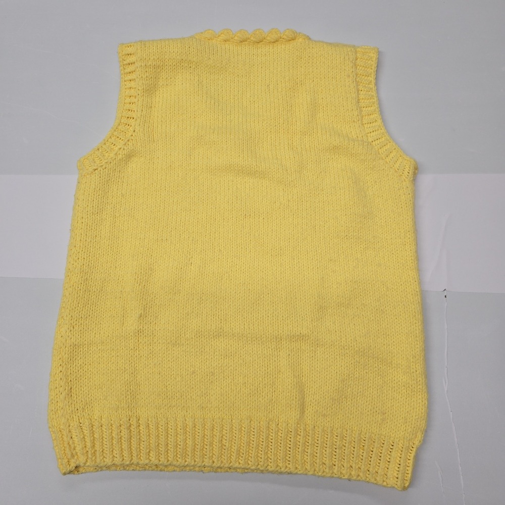 Vintage Womens Yellow Knit V Neck‎ Sleeveless Vest Sweater - Picture 2 of 4